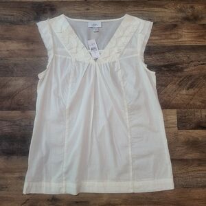 Loft Ann Taylor Women's White Sleeveless 100% Cotton Camisole Blouse Size Small